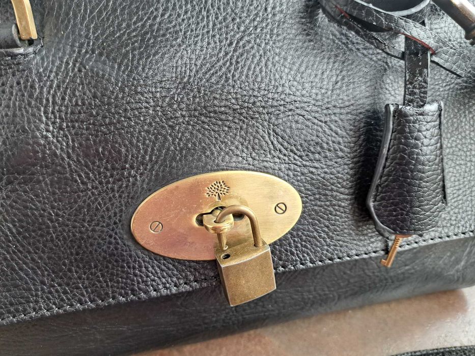 дамска чанта,Mulberry,черна кожена чанта-естествена кожа