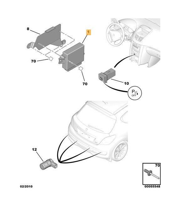 Modul senzori parcare PEUGEOT 207 (WA) [Fabr 2006-2012] 9661496880 1.6