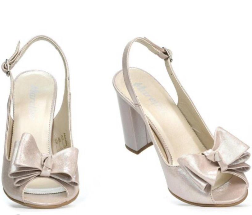 MARELBO Sandale Nr. 37 dama pudra satinat