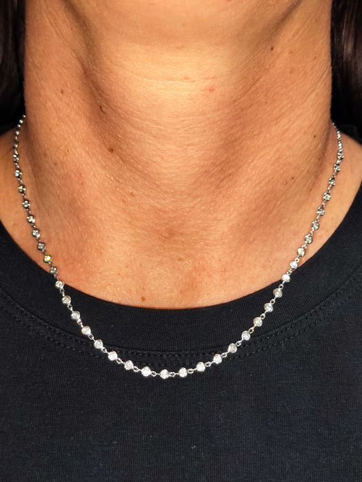 Lantisor Lant Colier aur alb 18k cu diamante Tenis Infinity Eternity