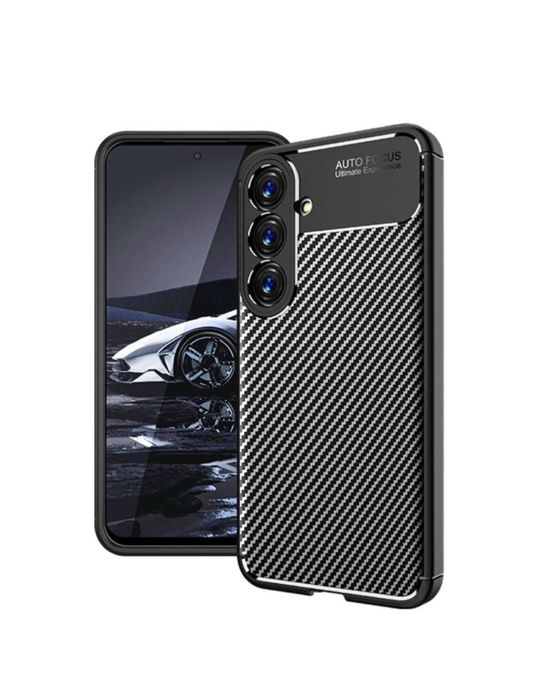 Husa Carbon Silicon Neagra BlackSamsung S25/S24/S23/S22/S21 Plus Ultra