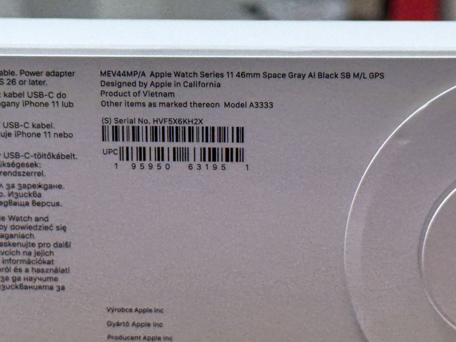 Apple Watch Series 11 46mm Space Gray Al Black SB M/L GPS *ЧистоНов*