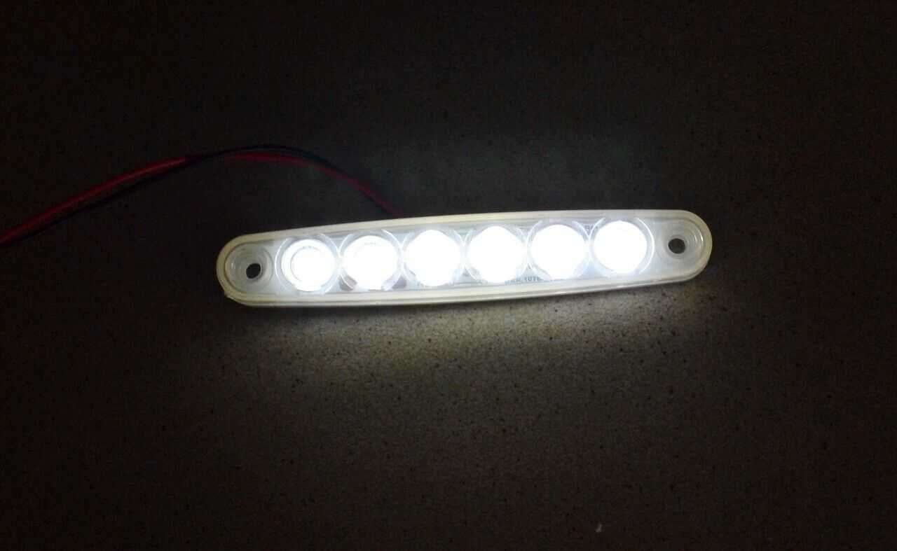 Лед LED габарити за камион с 6 SMD диода , БЕЛИ ,  12-24V