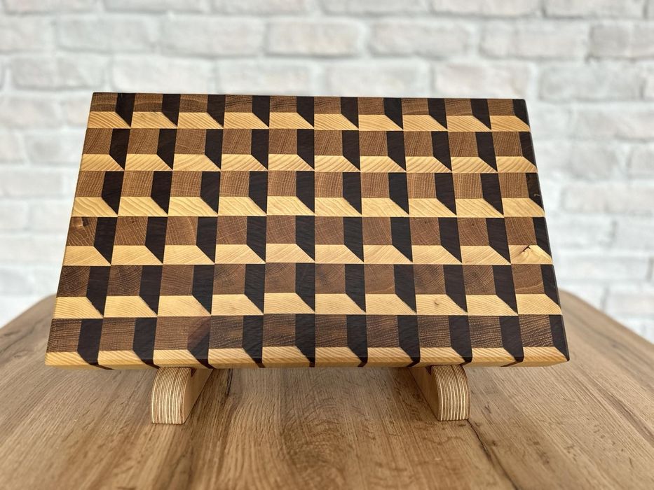 Енд грейн (End grain) дъска за рязане и сервиране "Шоколад"