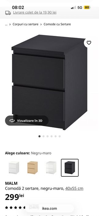 2 Noptiere Ikea negre