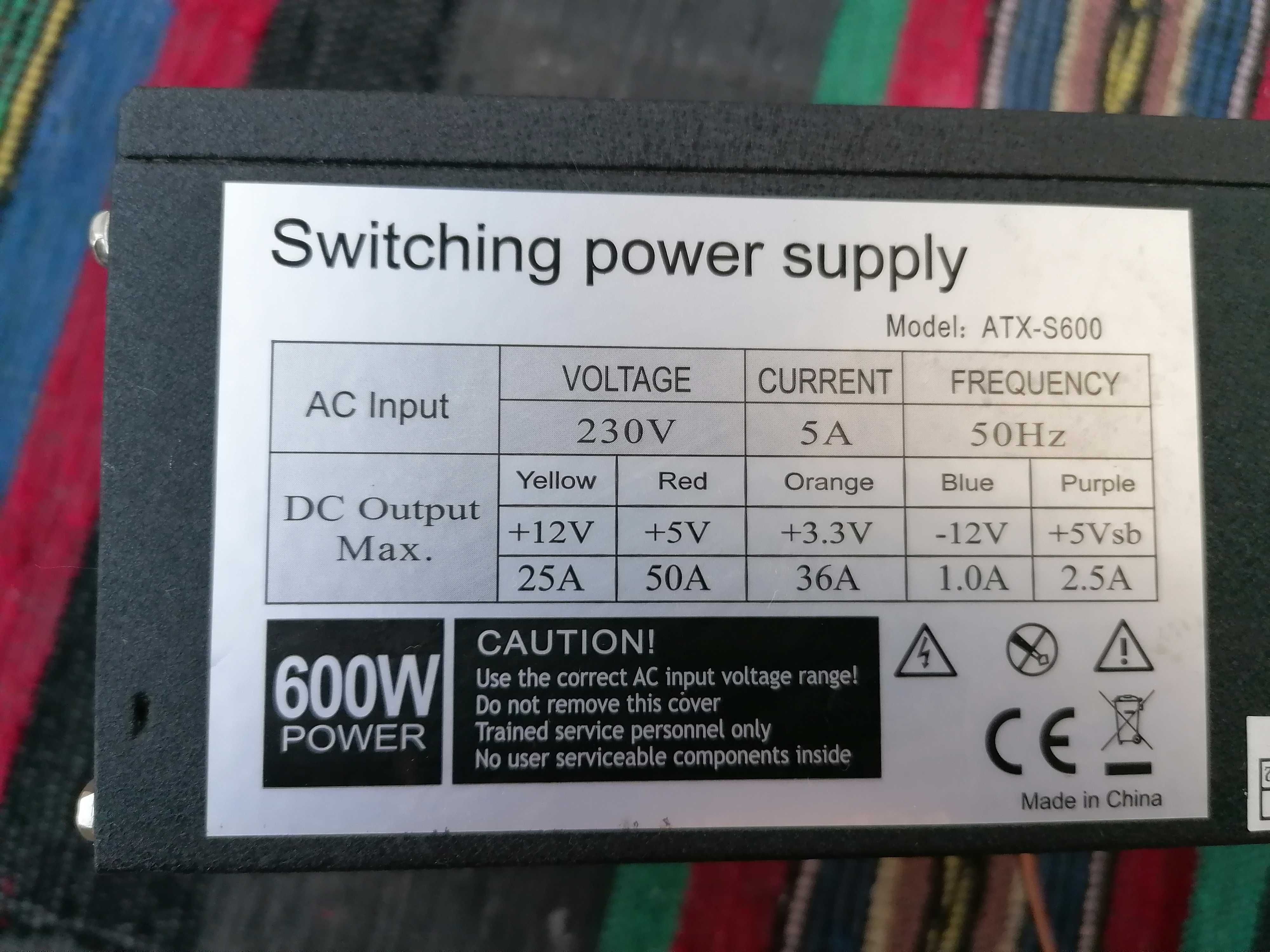 Захранване atx 600w