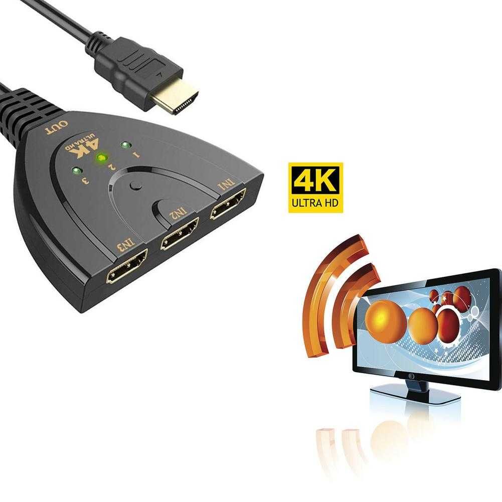4K HDMI сплитер, суич (разклонител) 3 входa и 1 изход + Гаранция
