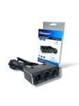 Разклонител за запалка с Волтметър 3 гнезда, 2 USB 12/24V, 120W.