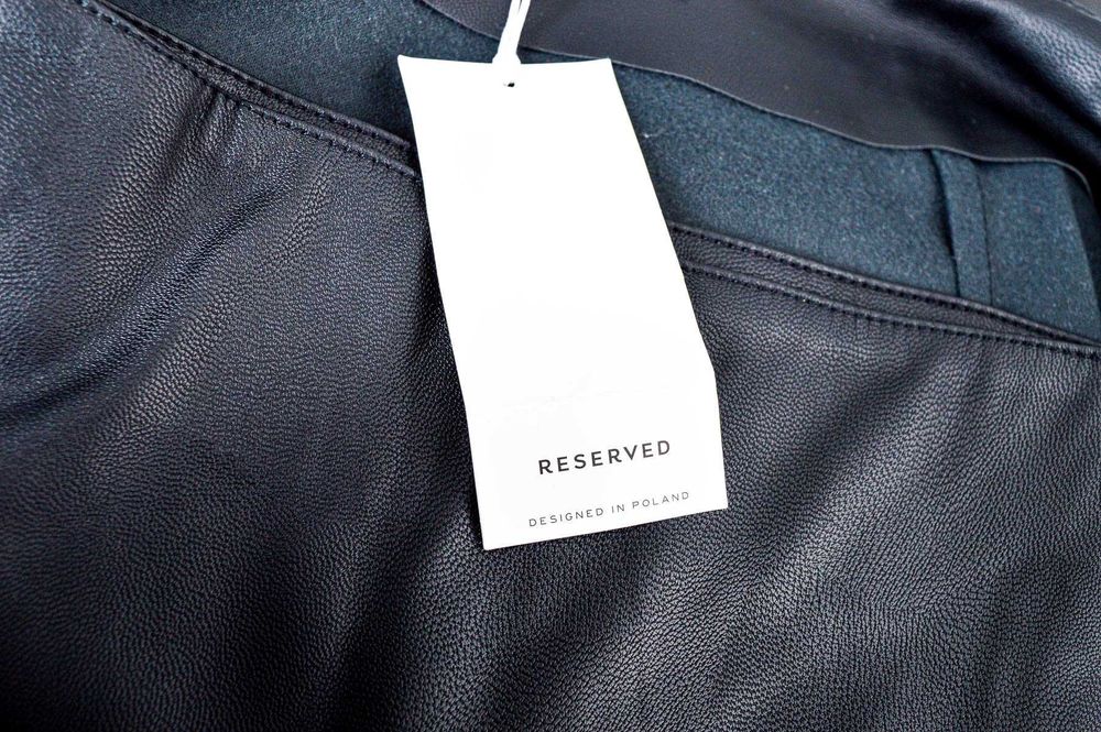 Нова дълга права черна кожена пола "Reserved", номер 40, размер "М"