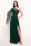 Rochie lunga verde din matase naturala Ginette