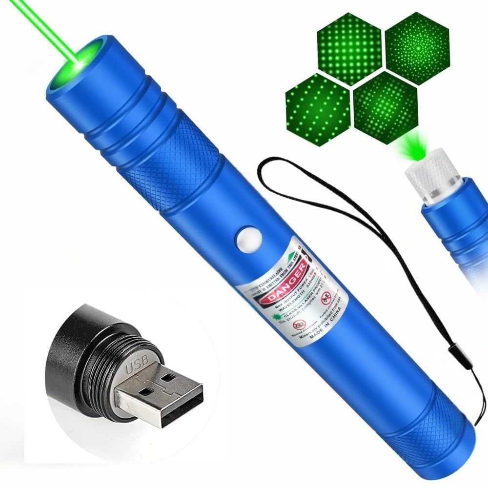 Laser Verde Pointer Profesional Joc de Lumini, Acumulator, Albastru