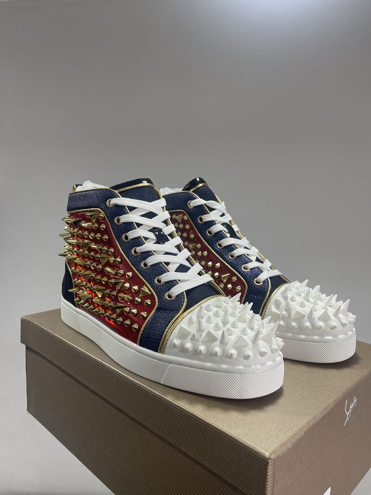 Christian Louboutin High White Red Spikes