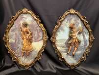 Doua tablouri decorative în relief realzate in stil Rococo