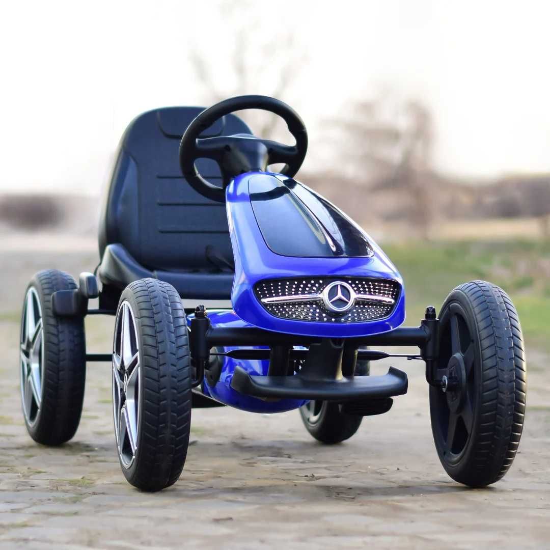 GO Kart cu pedale de la Mercedes, roti cauciuc solid, scaun reglabil