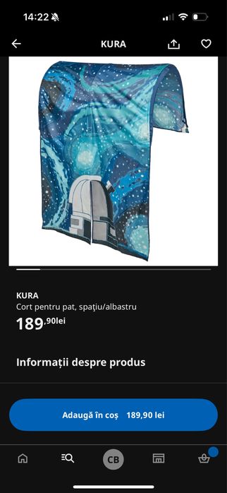 Pat copii Ikea (Kura), cu doua saltele si cort Kura