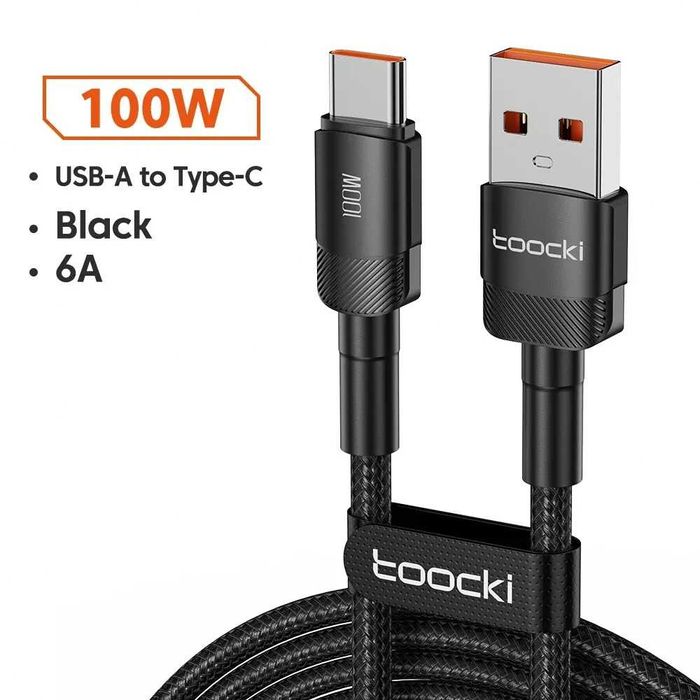 Toocki Кабел USB A to C, 2m, 100W, 6A