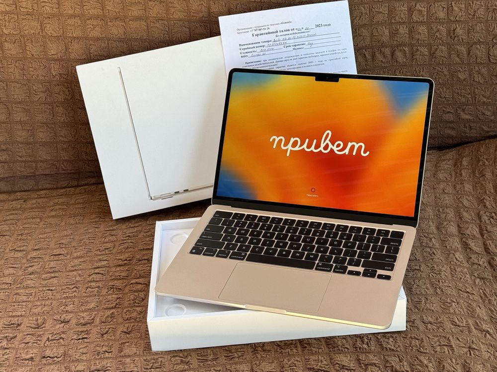 Новый MacBook Air 13 M2 2023/Starlight/SSD256GB/RAM8GB/емкость 99%