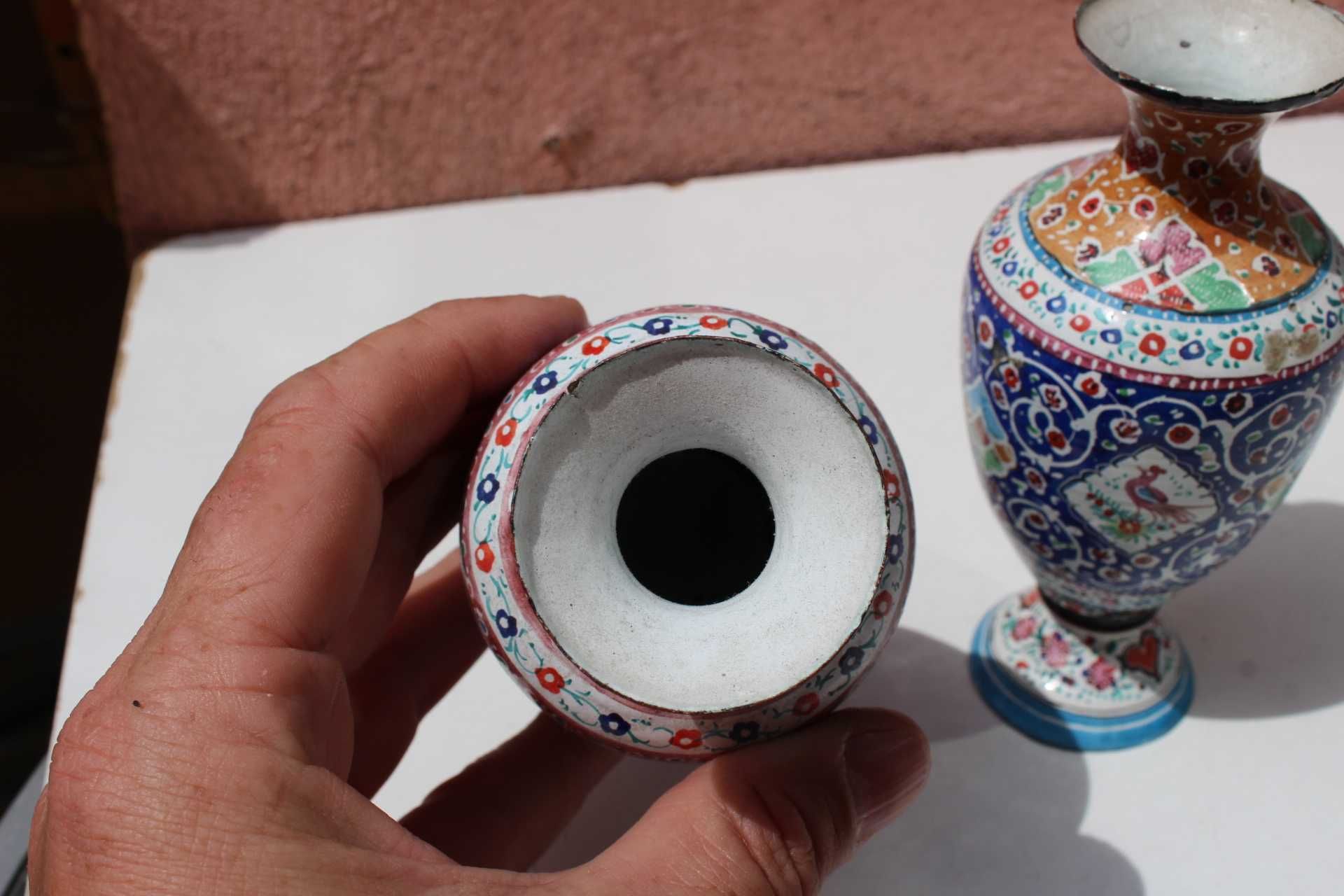 Set 2 vase flori cupru emailat de colectie PERSIA