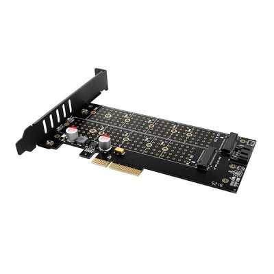 AXAGON PCEM2-DC PCI-E 3.0 4x DUAL M.2 SSD (NVMe + SATA) fan + heatsink