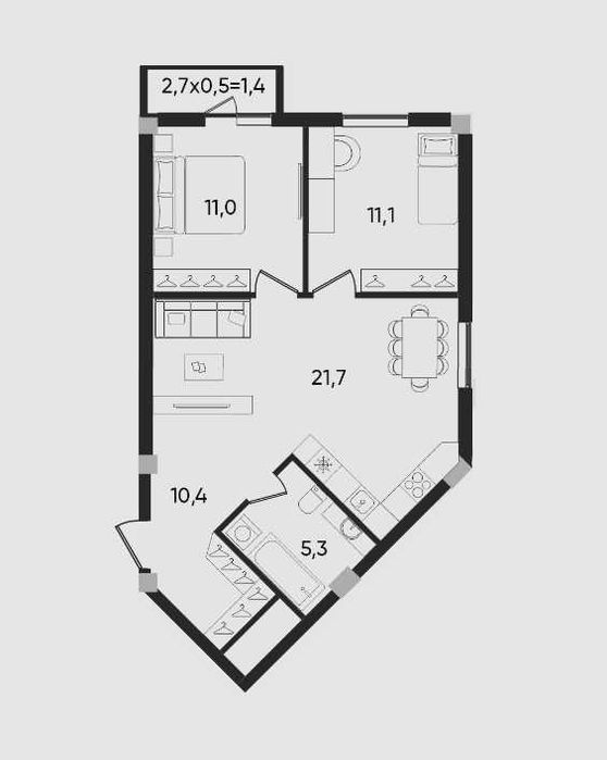 ЖК Fayzli hayot. 2-комнатная, 61 м². г. Ташкент, ТРЦ "Компас"