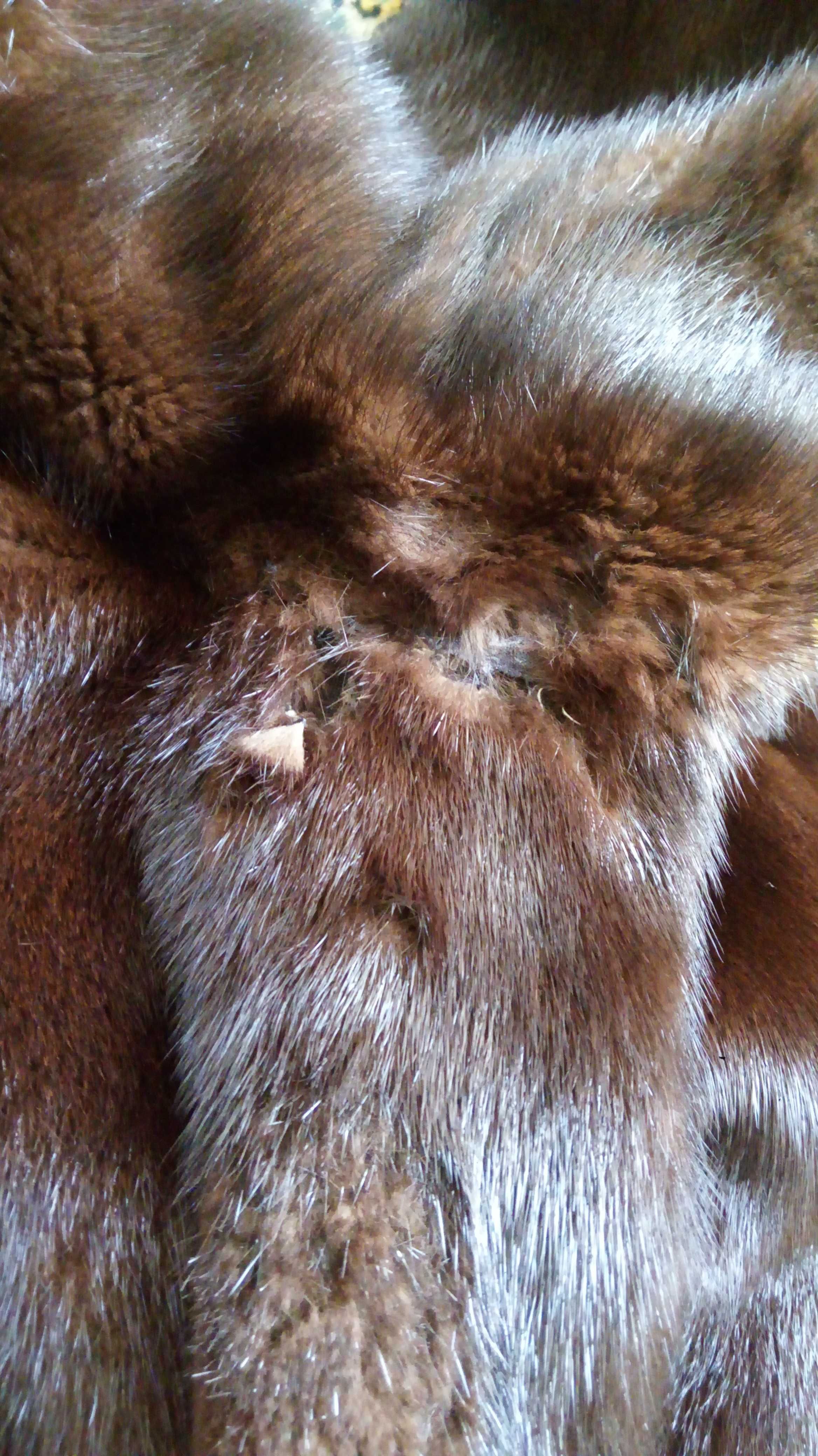 норковая шуба коричневого цвета с капюшоном, б/у, 46-48 р, Китай