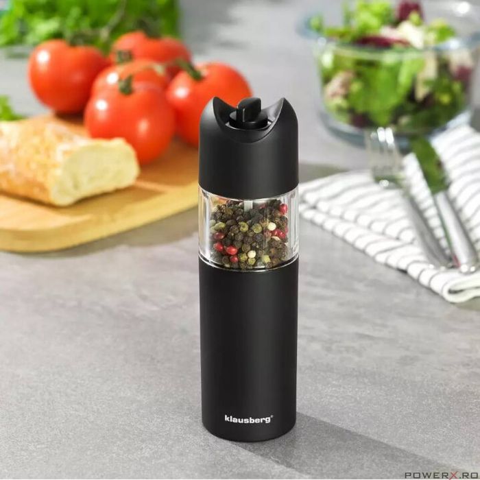 Rasnita electrica pentru sare si piper, negru, Kinghoff