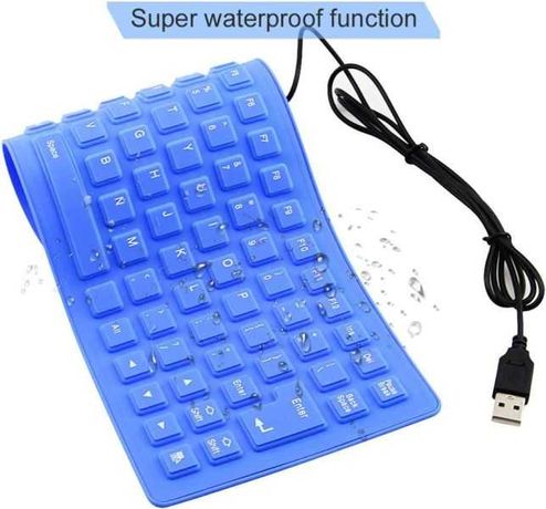 Сгъваема силиконова клавиатура-Синя