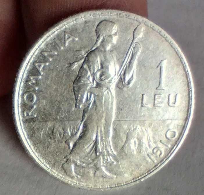 Moneda argint 1 LEU - 1910, Carol I