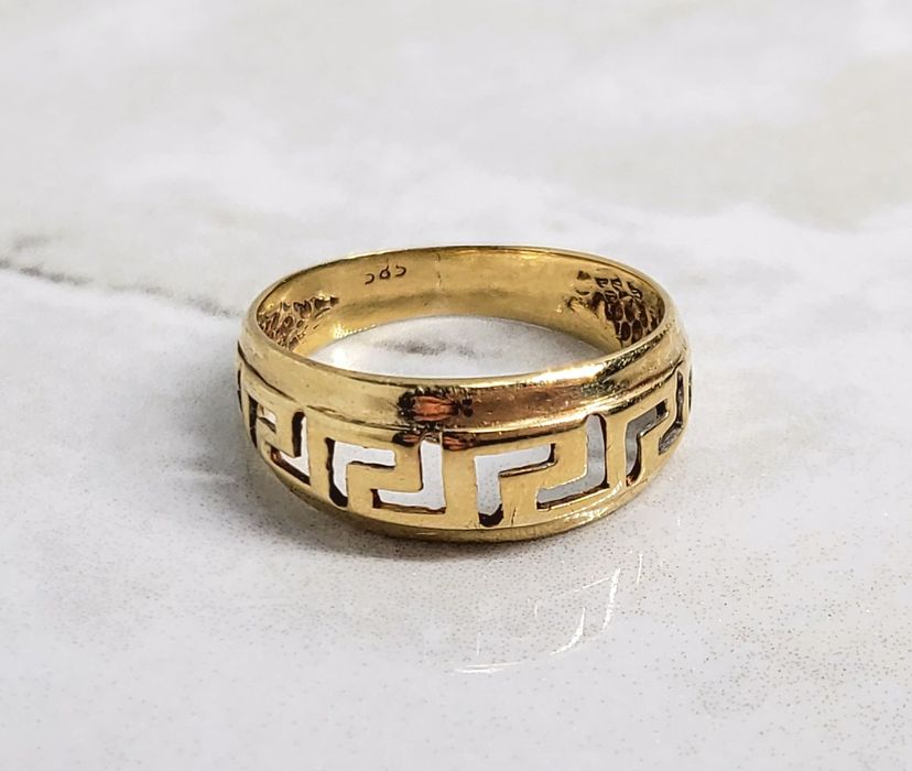 Inel din aur de 14K cu model „cheie grecească” (meandru) – mărime 53