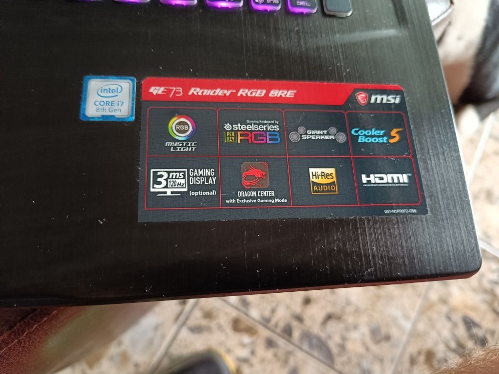 Laptop Gaming MSI GE63 Raider i7-8750 nvidia 1060 6gb