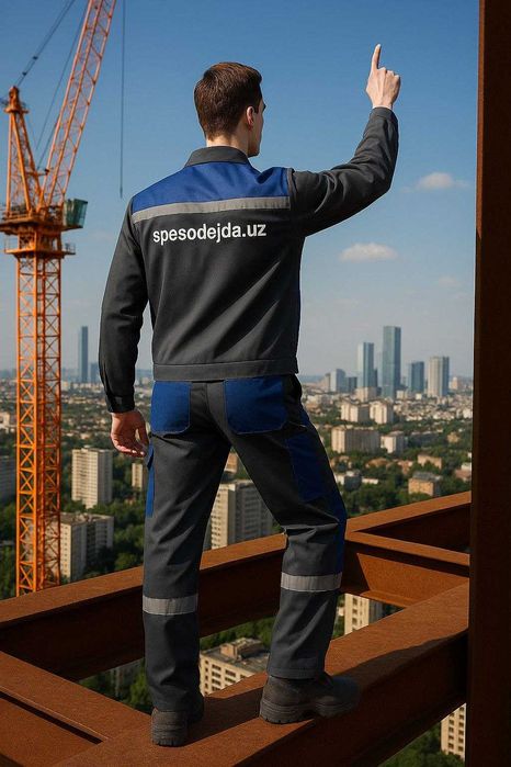 Китель с брюками / 46-50-54/ Темно серый- синий / Х/б