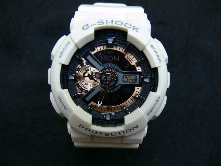 Ceas Sport CASIO G-SHOCK GA-110 WHITE&GOLD-ALB Lucios Nou !! 2025 !!