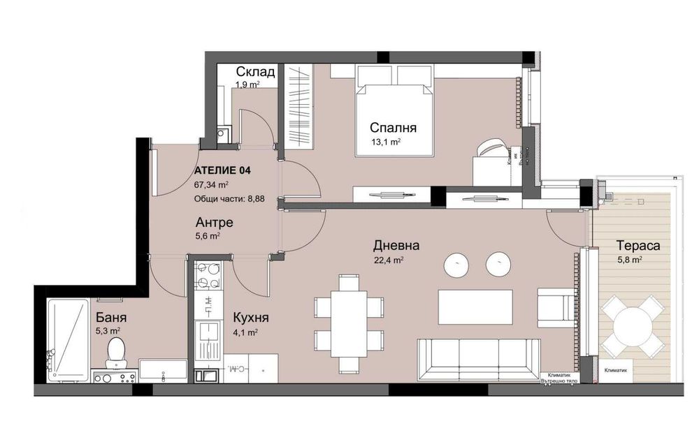 Двустаен за продажба в ж.к Красно село