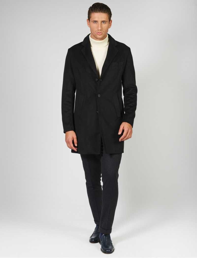 Palton slim 42 XL premium Stafford England lana moale gri inchis