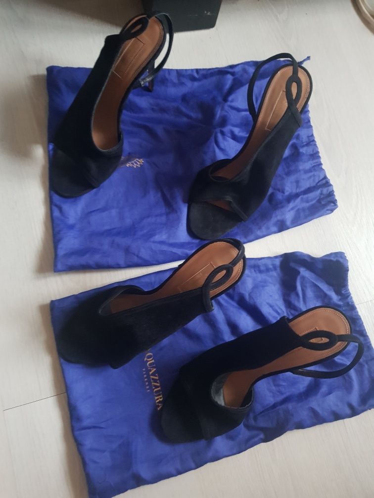 Sandale aquazzura din piele negre 39 si 39 jumate