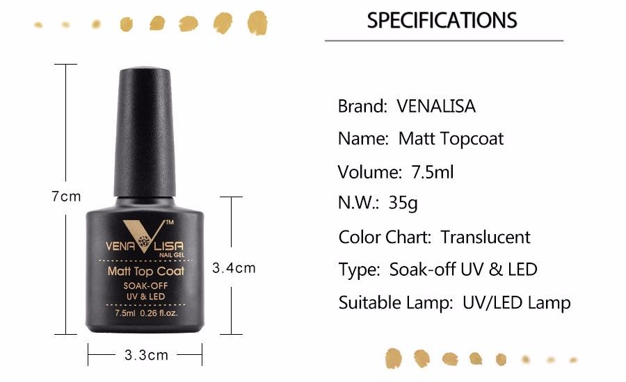 Venalisa! Ново! UV/ LED VenaLisa Топ гел лак мат, мате!