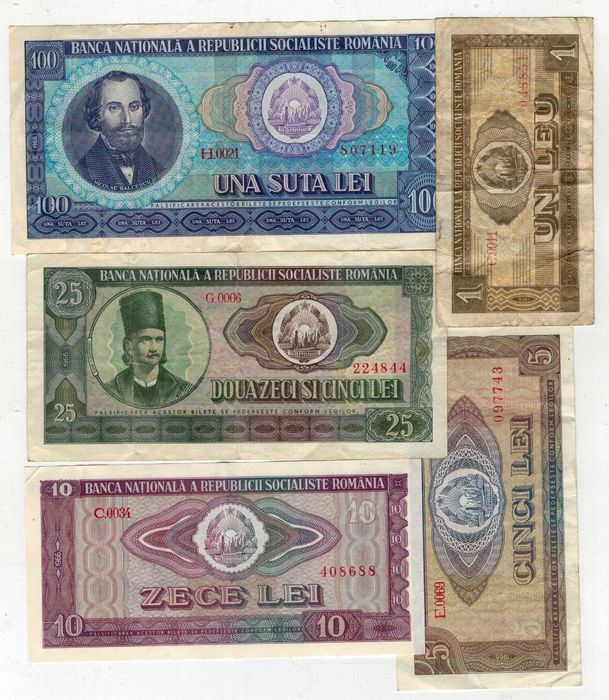 Lot 5 bancnote Romania 1966- 3 loturi