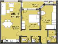 Тристаен апартамент с площ 93,12 кв.м. в ж.к. Меден Рудник, гр.