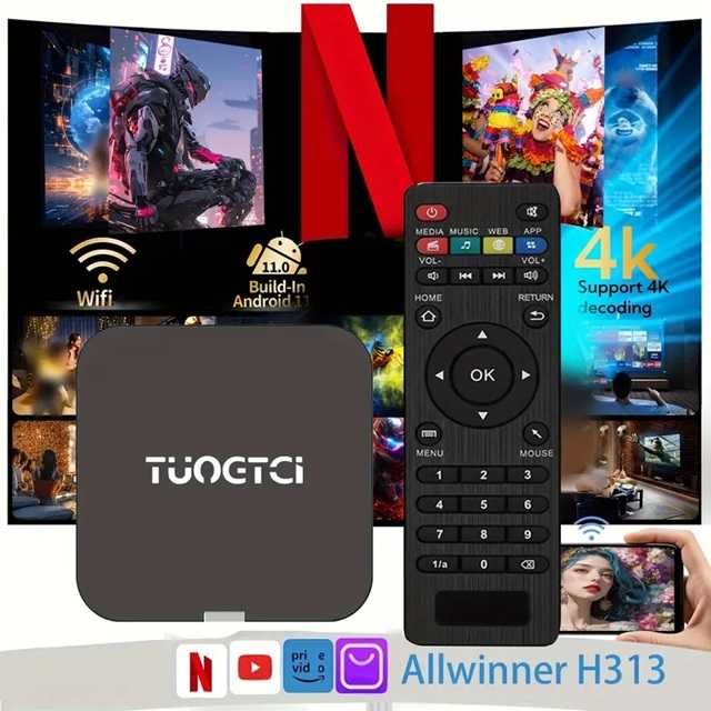 Супер Мини ТВ бокс TUOGTCI 1GB/8GB, Allwiner 313, 4K/60Hz HDR10+USB2.0