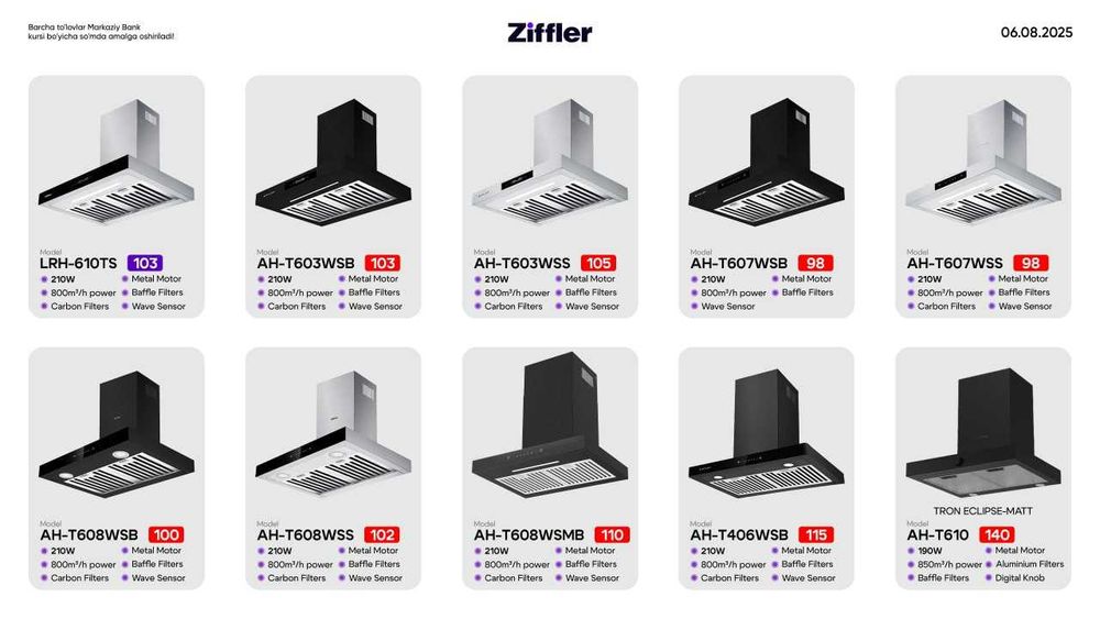 Вытяжка ZIFFLER New 2025 Model