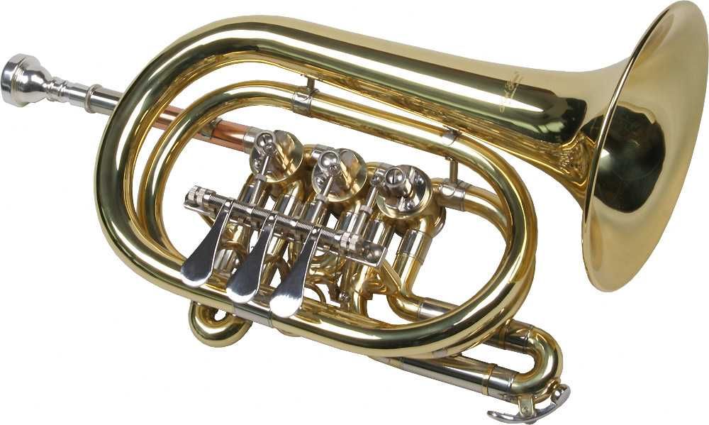 Trompeta buzunar 3 clape Karl Glaser Bb auriu