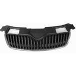 Grila masca radiator Skoda Fabia 2 5j 03.2007-04.2010, Roomster/Praktik 2006-2010, parte montare centrala, crom/neagra, fara ornamentul superior, 691505-4,
