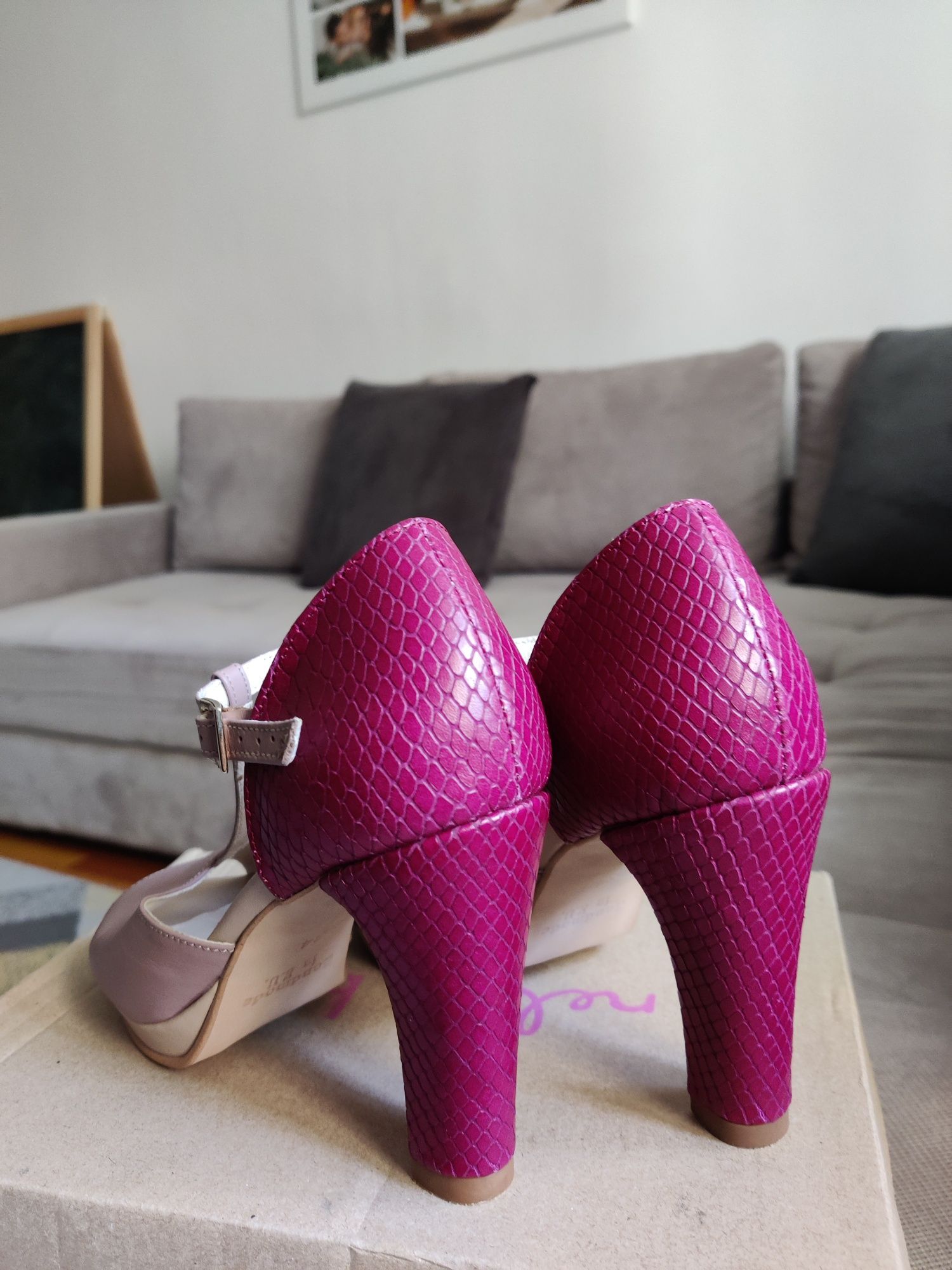 Sandale piele ProAlex măsură 34 roz/siclam
