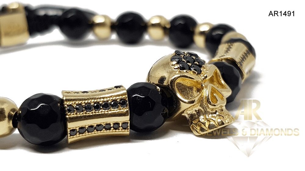 Bratara Aur 14 K model nou Skull Collection ARJEWELS(AR1491)