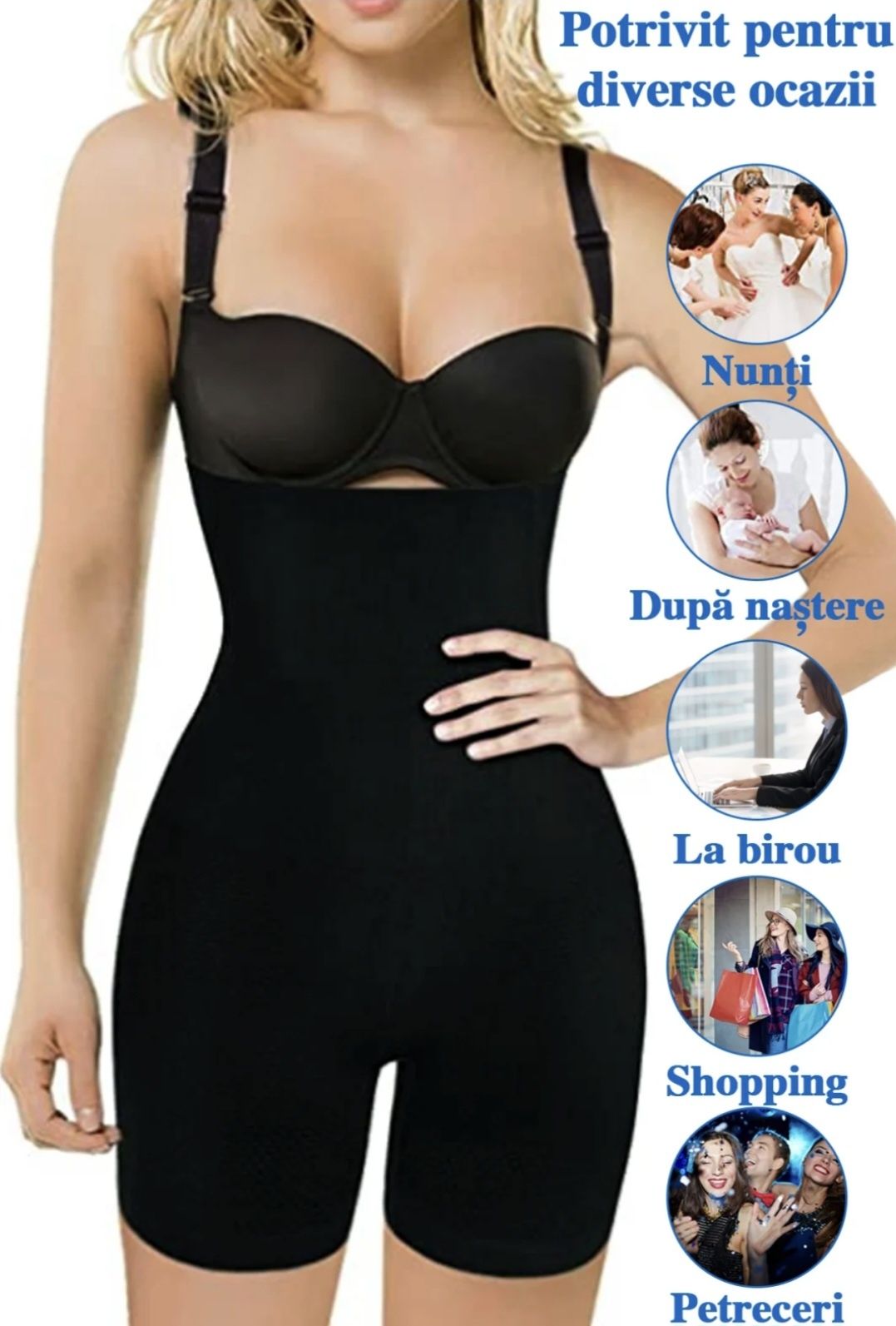 Lenjerie modelatoare tip colanti cu talie inalta Negru sau Bej