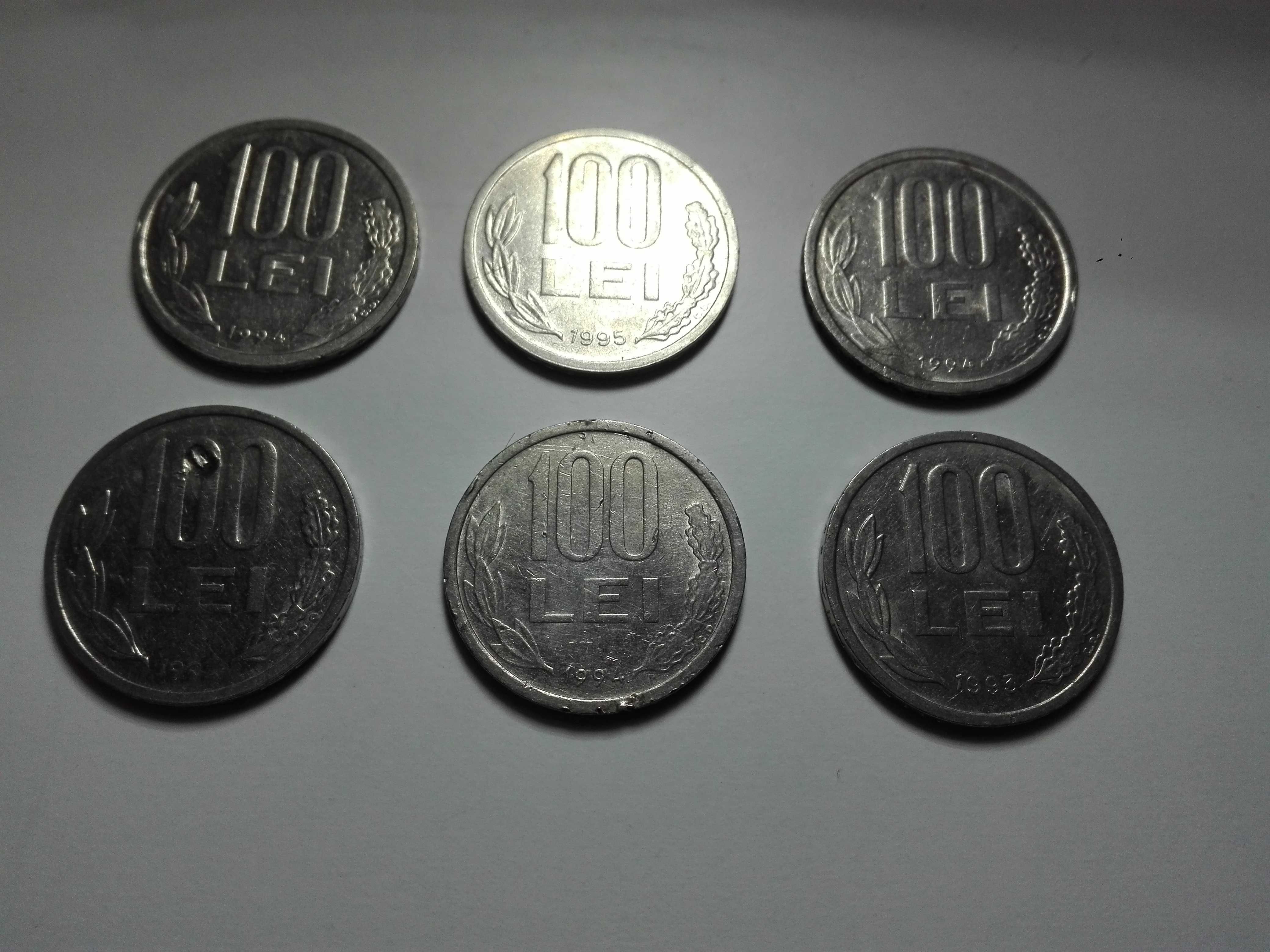 Monede rare colectie 100 lei, an 92, 93, 94, 95