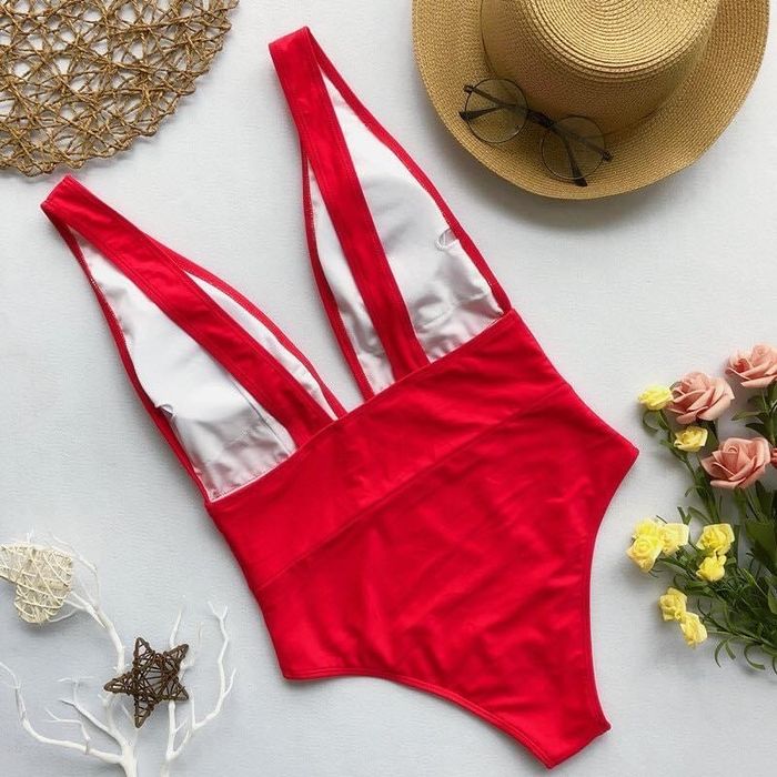 Costum de baie intreg (Daira-Shop.ro) Push Up rosu brazilian