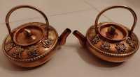 Set de 2 ceainice in stil oriental din cupru și elemente din bronz,pie