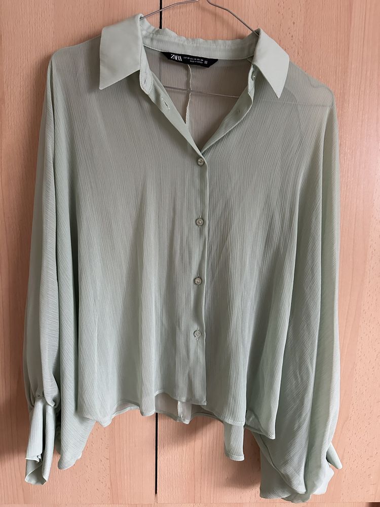 Camasa Zara verde menta XS