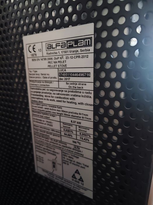 Пелетна камина Alfa Plam LUCA 8.5 kW – като нова